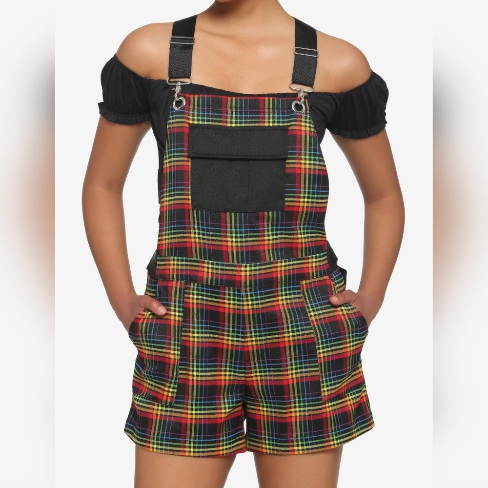 Med hot topic rainbow short overall